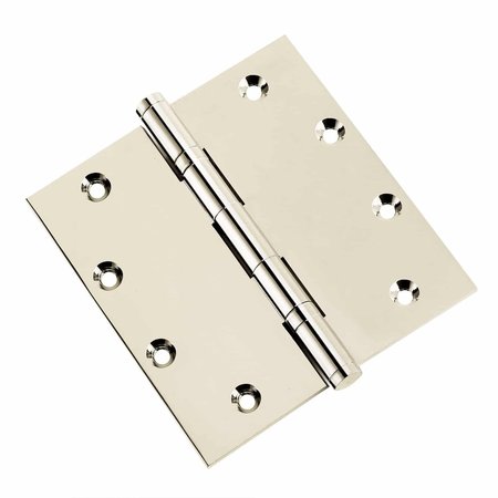 EMBASSY 5 x 5 Solid Brass Ball Bearing Hinge, Polished Nickel Finish with Flat Tips 5050BBUS14F-1